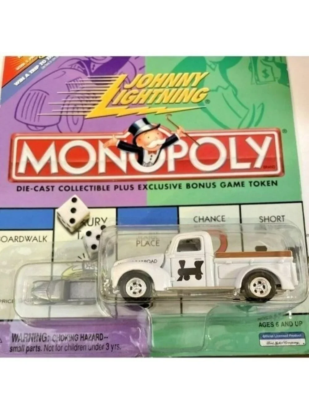 Die Cast Johnny Lightning 1940 Ford Pickup Truck White Reading Railroad Monopoly